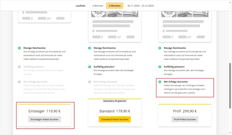 Immowelt Preis private Verkäuferanzeige